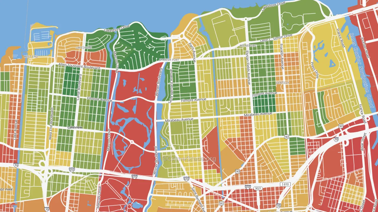 Fillmore, New Orleans, LA Map of Theft Rates