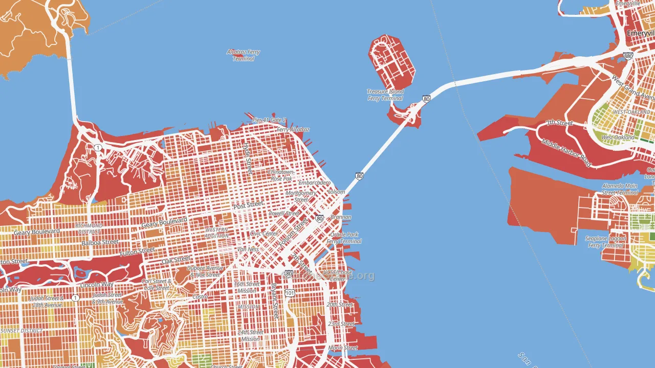 Financial District, San Francisco, CA Map of Theft Rates