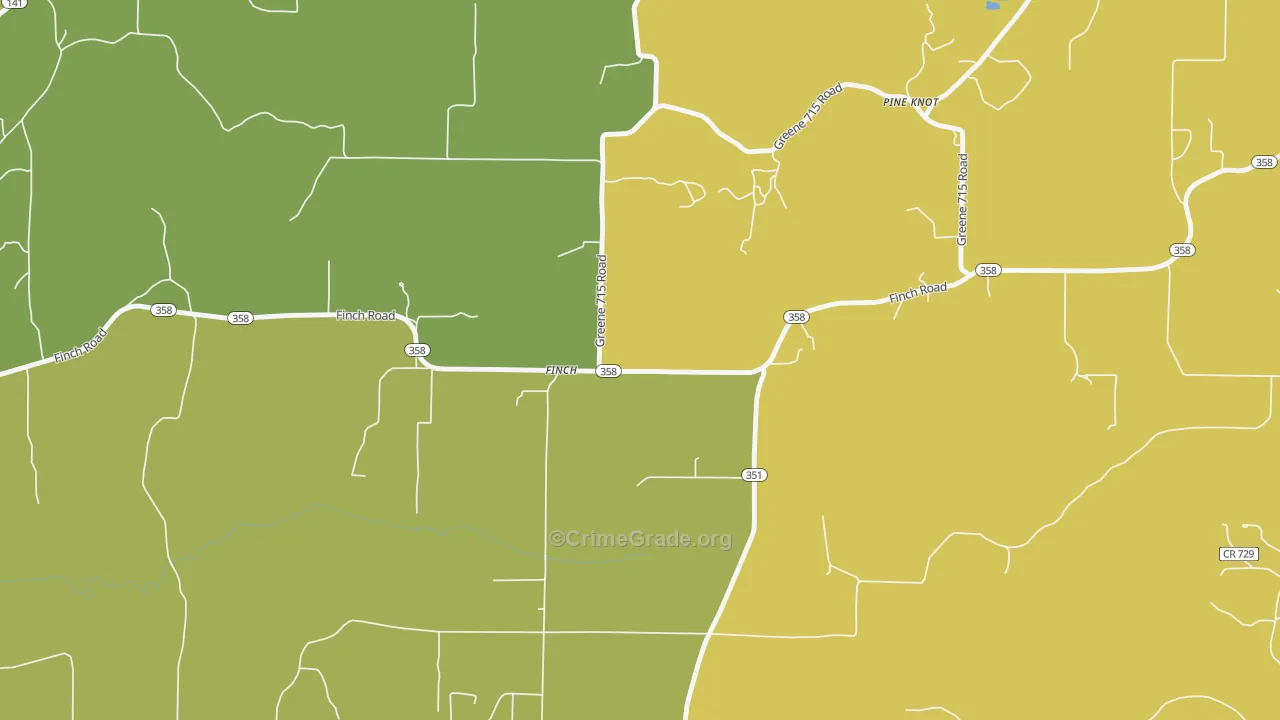 Finch, AR Map of Theft Rates