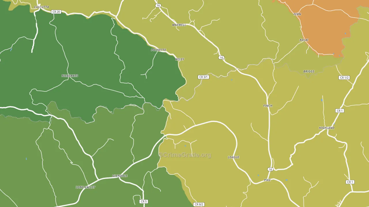 Finch, WV Map of Theft Rates