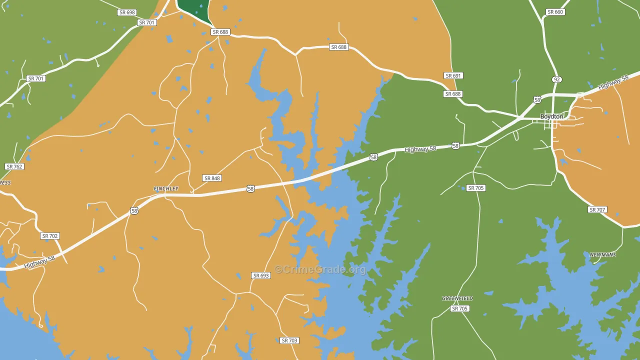 Finchley, VA Map of Theft Rates