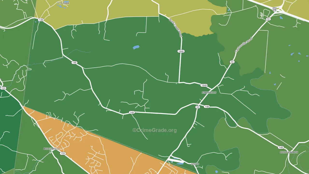 Finchville, KY Map of Theft Rates