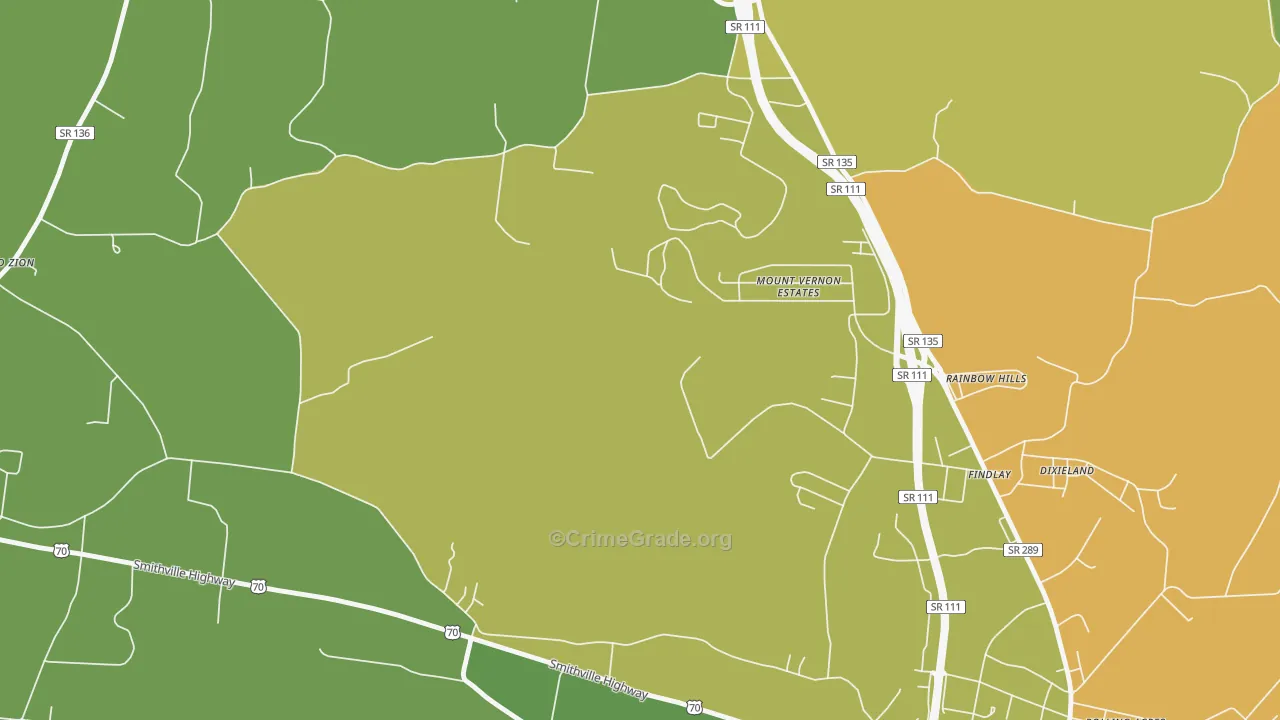 Findlay, TN Map of Theft Rates
