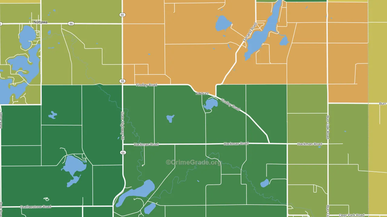 Findley, MI Map of Theft Rates