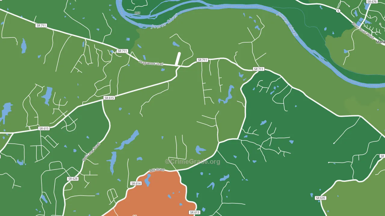 Fine Creek Mills, VA Map of Theft Rates