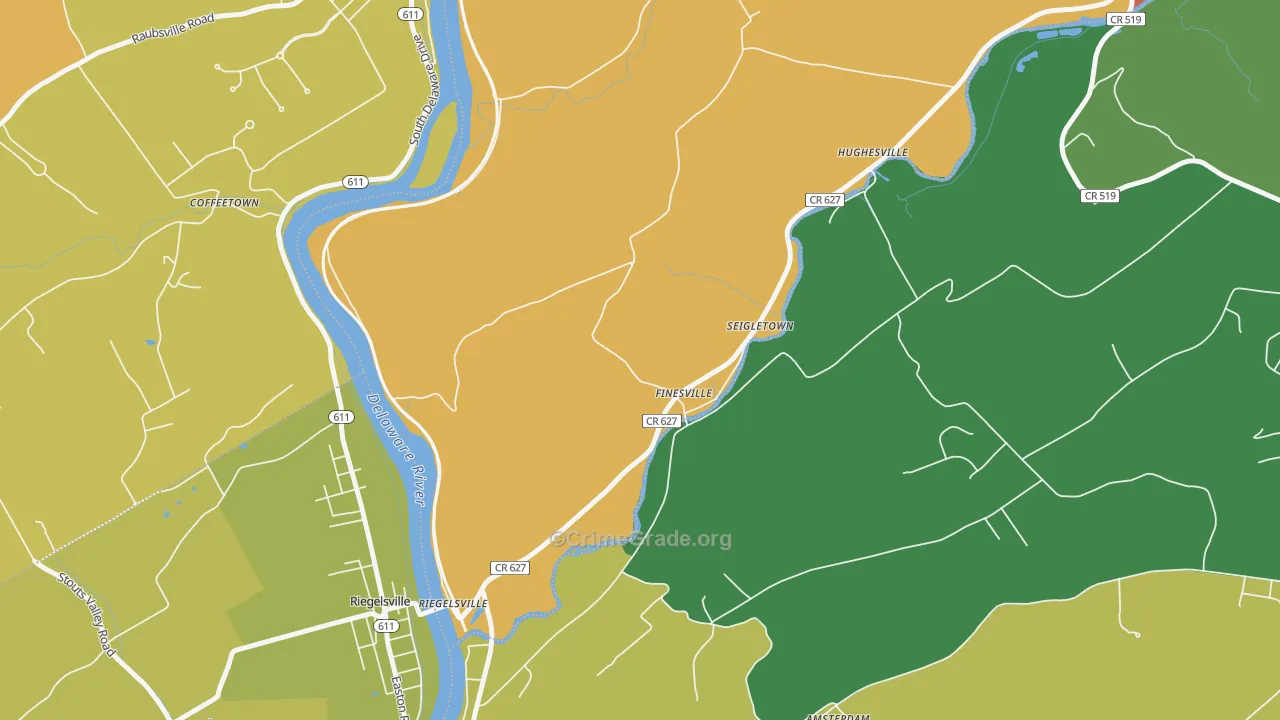 Finesville, NJ Map of Theft Rates