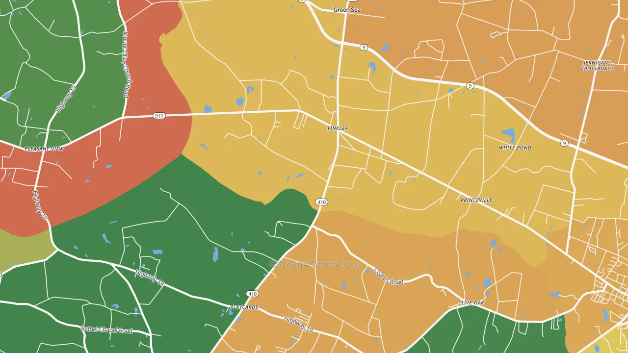 Finklea, SC Map of Theft Rates