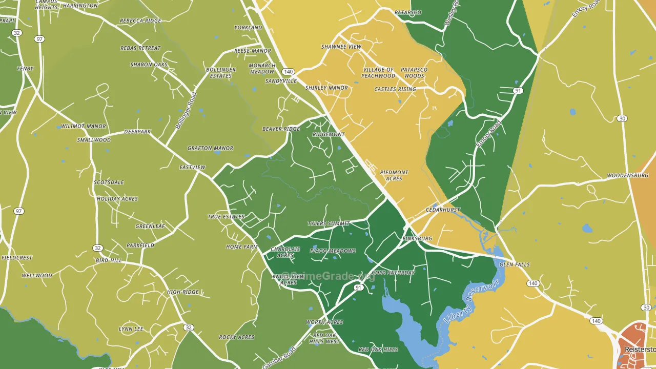 Finksburg, MD Map of Theft Rates