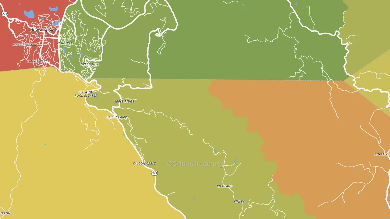Finley, NC Map of Theft Rates