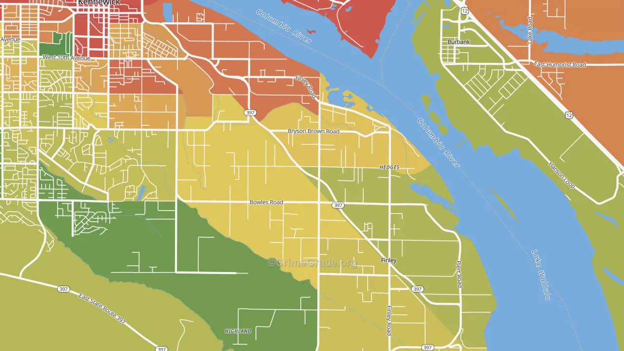 Finley, WA Map of Theft Rates