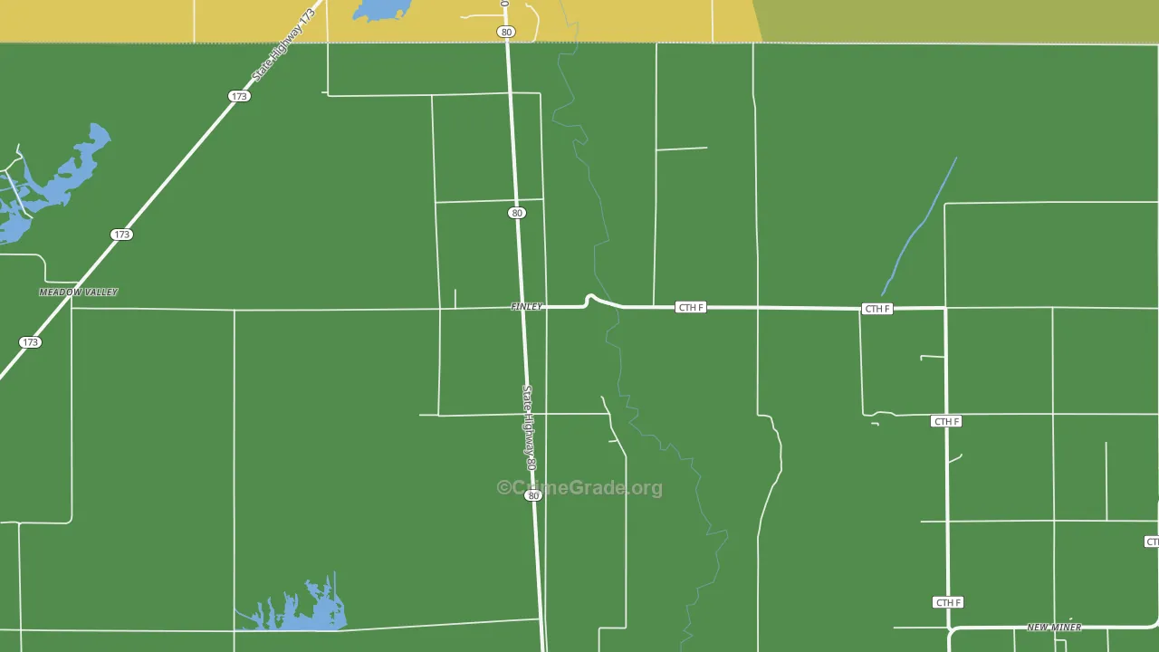 Finley, WI Map of Theft Rates