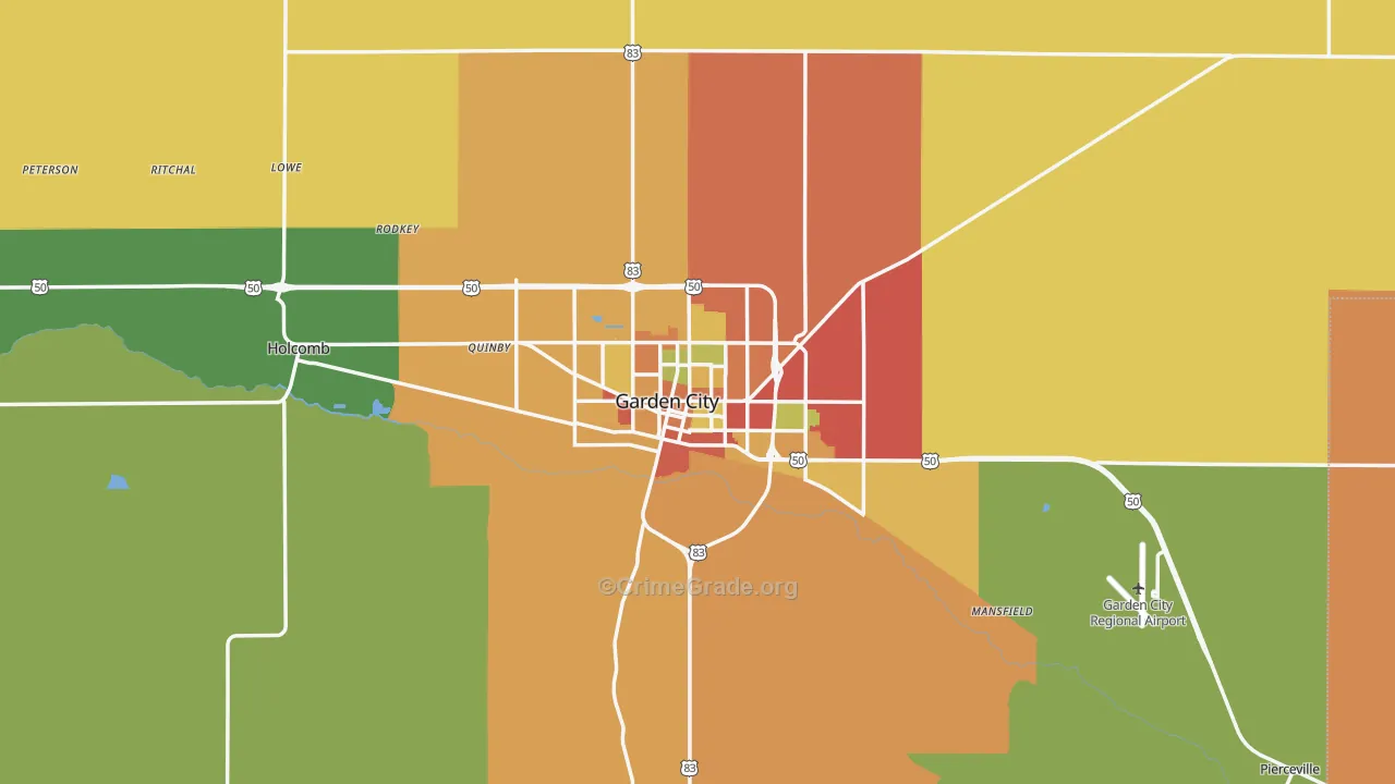 Finney County, KS Map of Theft Rates
