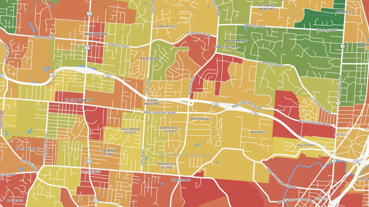 Finneytown, OH Map of Theft Rates
