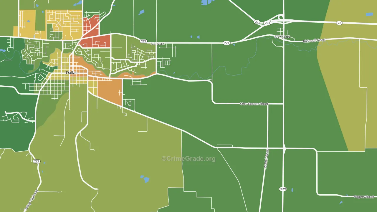 Fir Villa, OR Map of Theft Rates