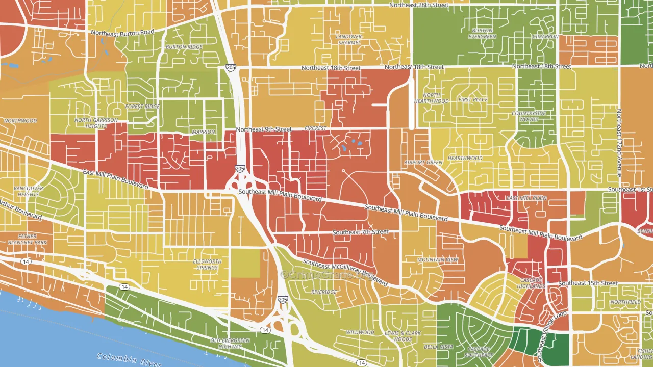 Fircrest, Vancouver, WA Map of Theft Rates