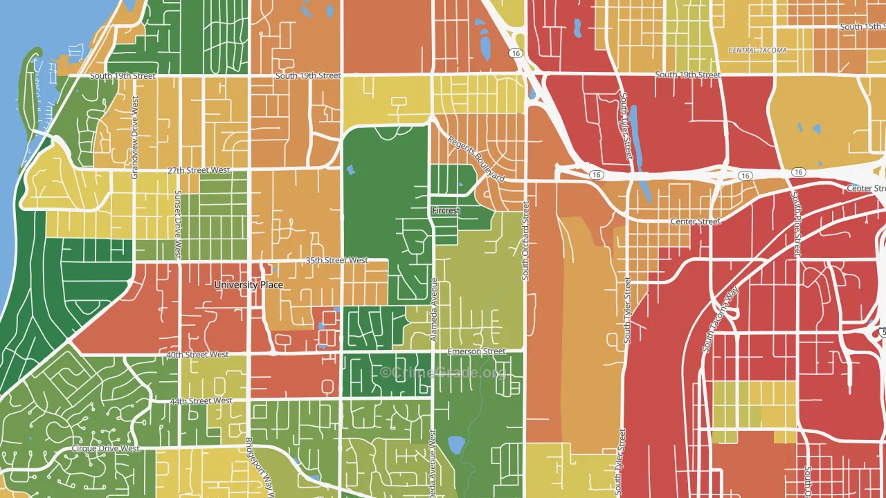 Fircrest, WA Map of Theft Rates