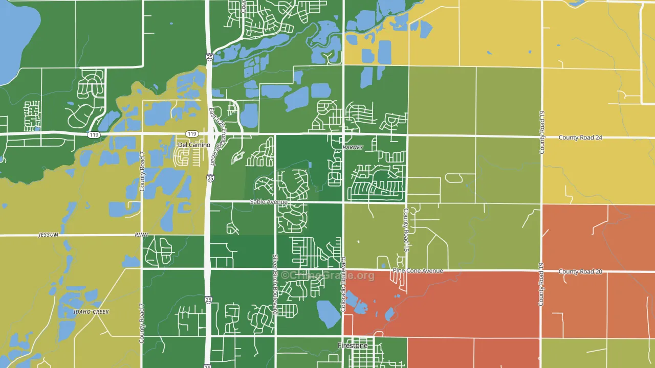 Firestone, CO Map of Theft Rates