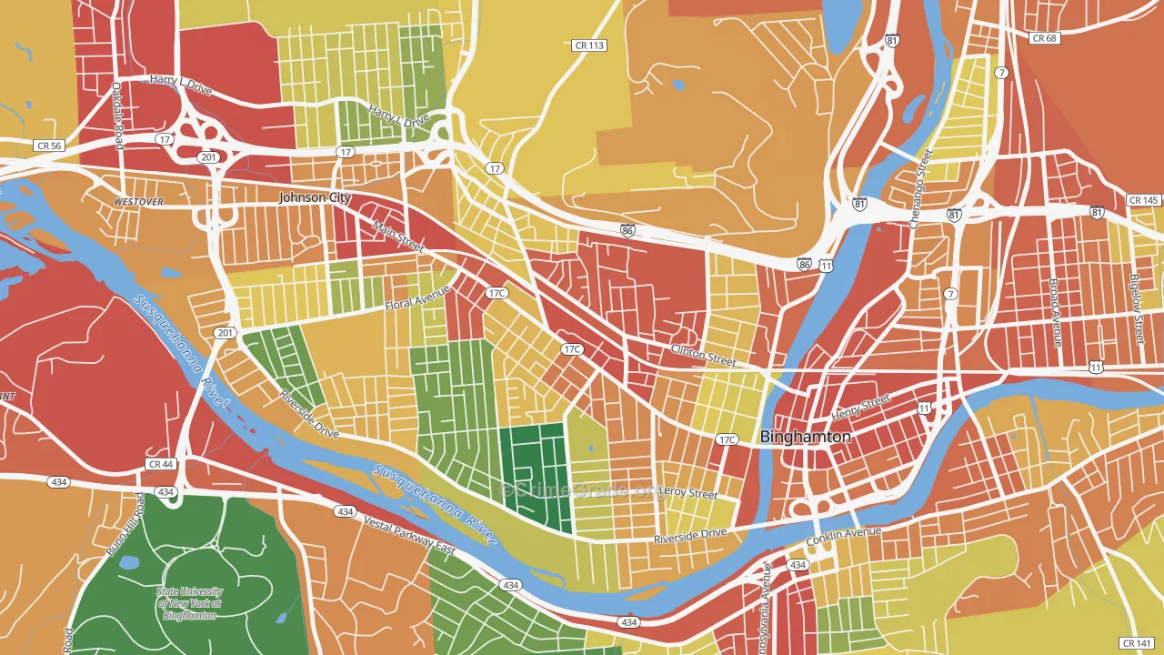 First Ward, Binghamton, NY Map of Theft Rates