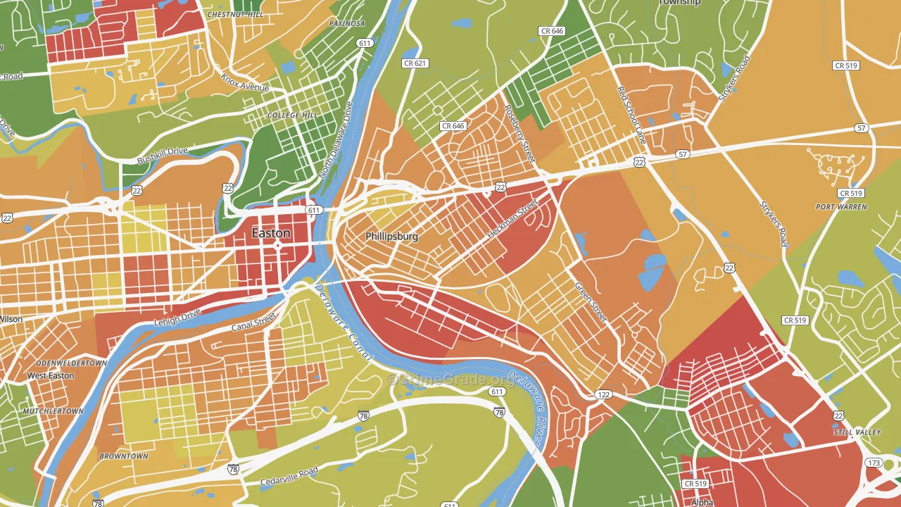 Firthtown, Phillipsburg, NJ Map of Theft Rates