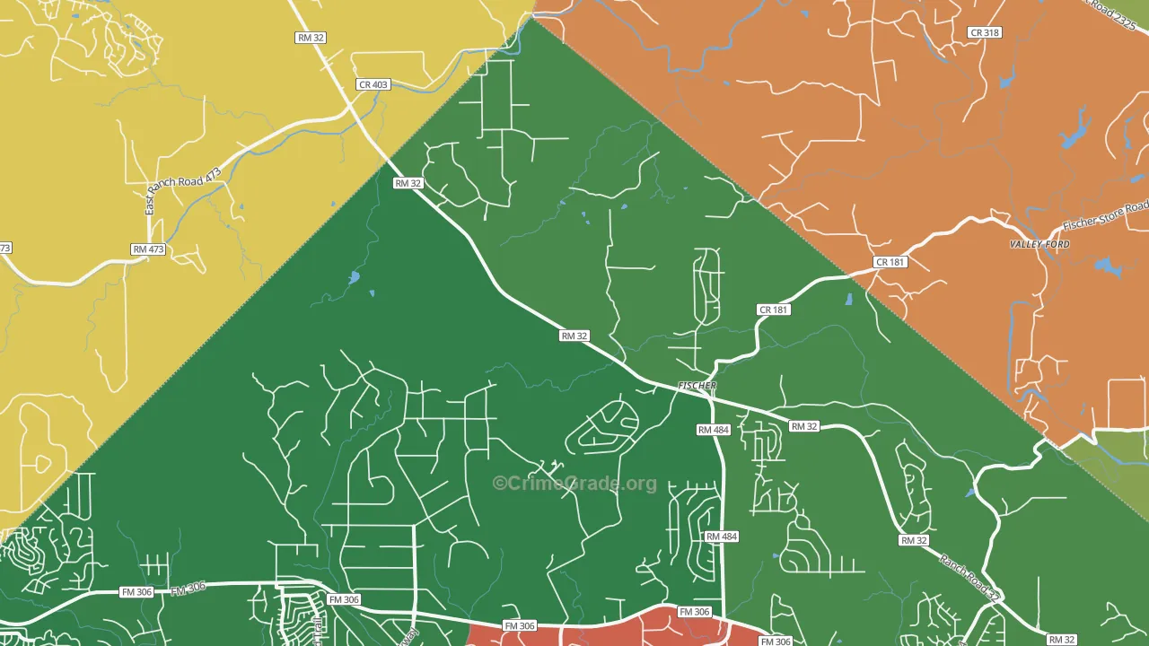 Fischer, TX Map of Theft Rates