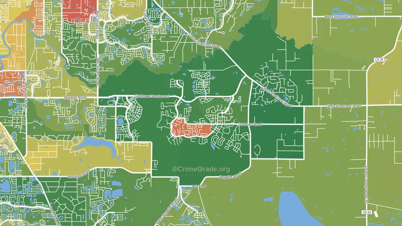Fish Hawk, FL Map of Theft Rates