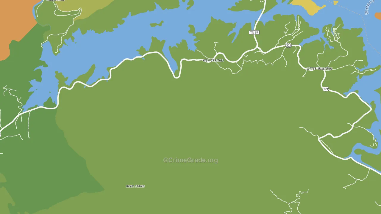 Fish Springs, TN Map of Theft Rates