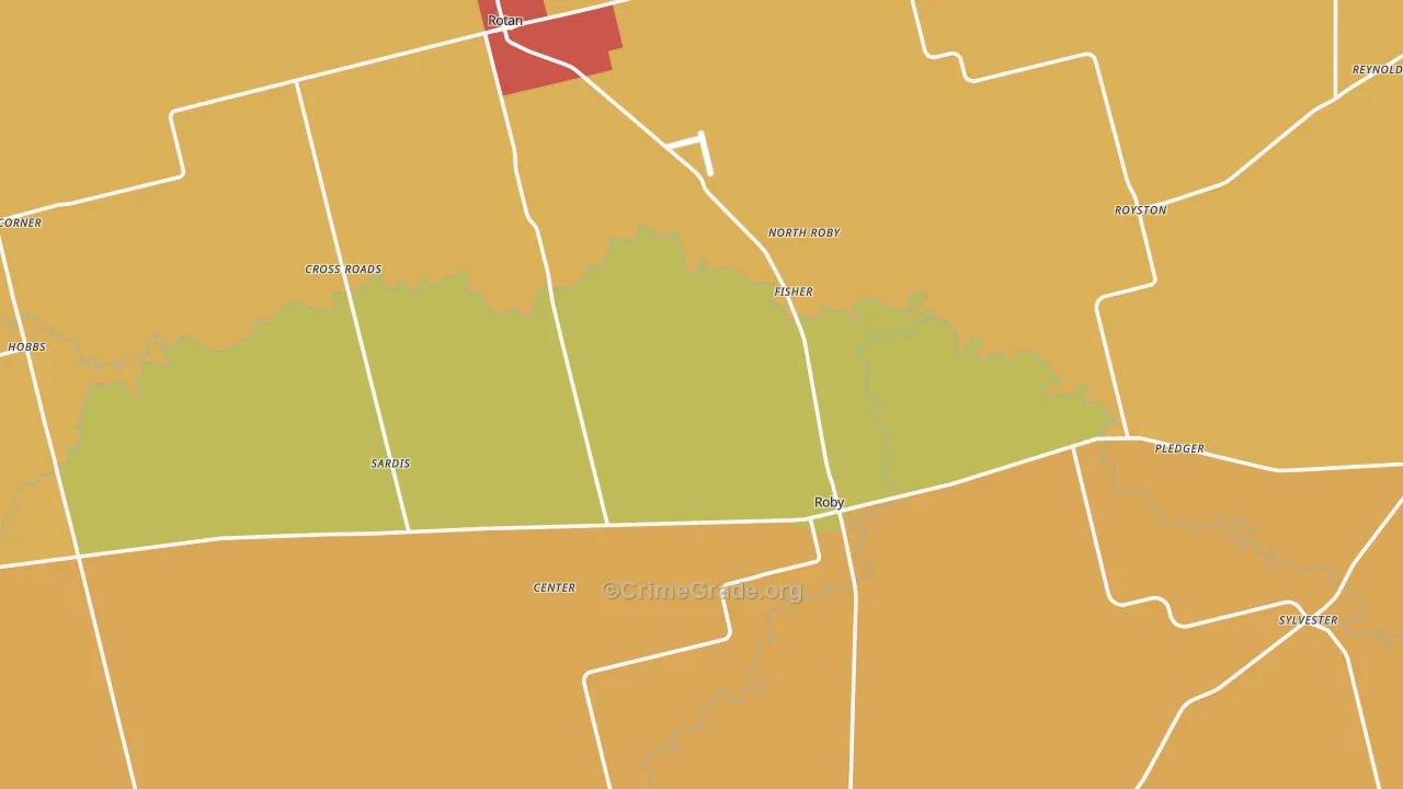 Fisher County, TX Map of Theft Rates