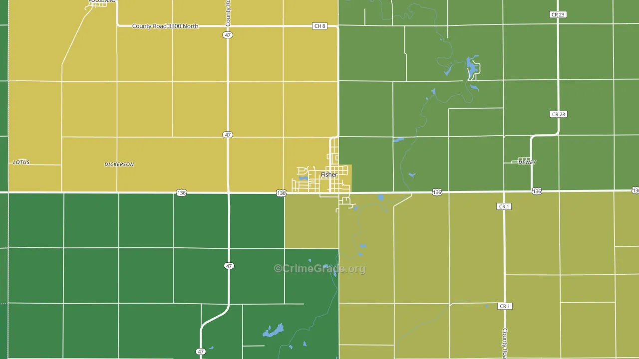 Fisher, IL Map of Theft Rates