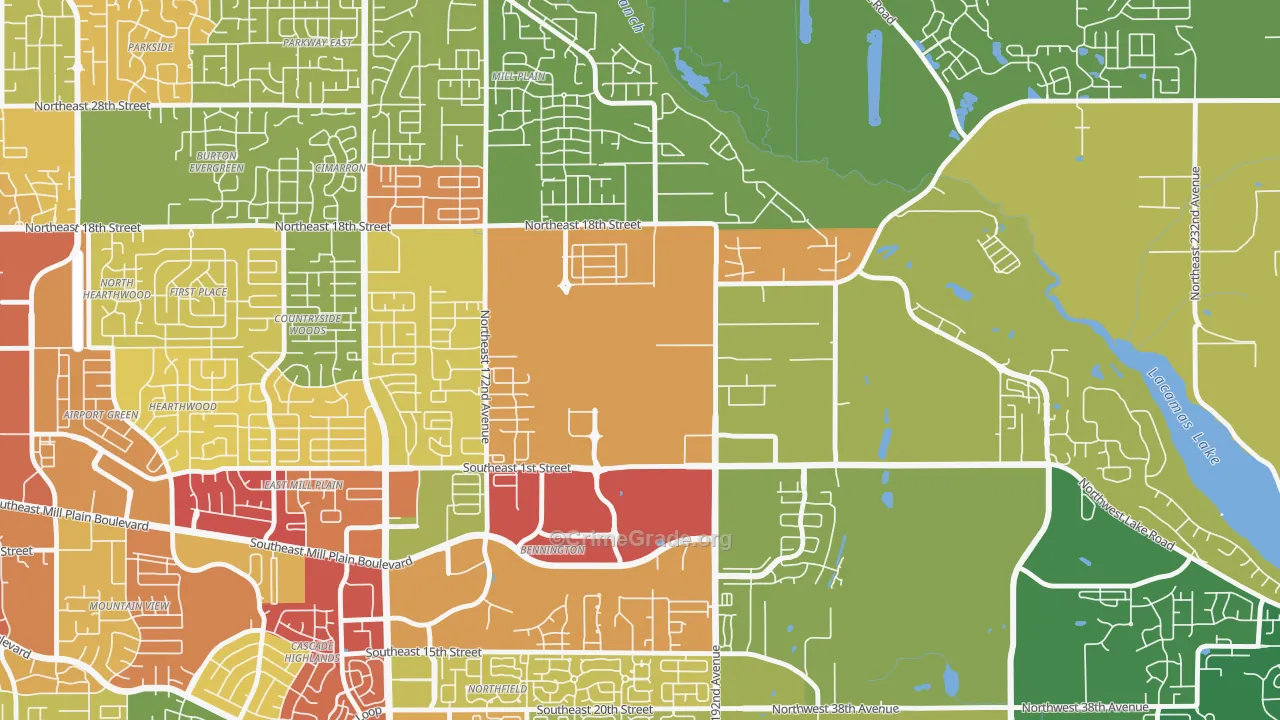 Fisher-Mill Plain-Fisher's Village, Vancouver, WA Map of Theft Rates
