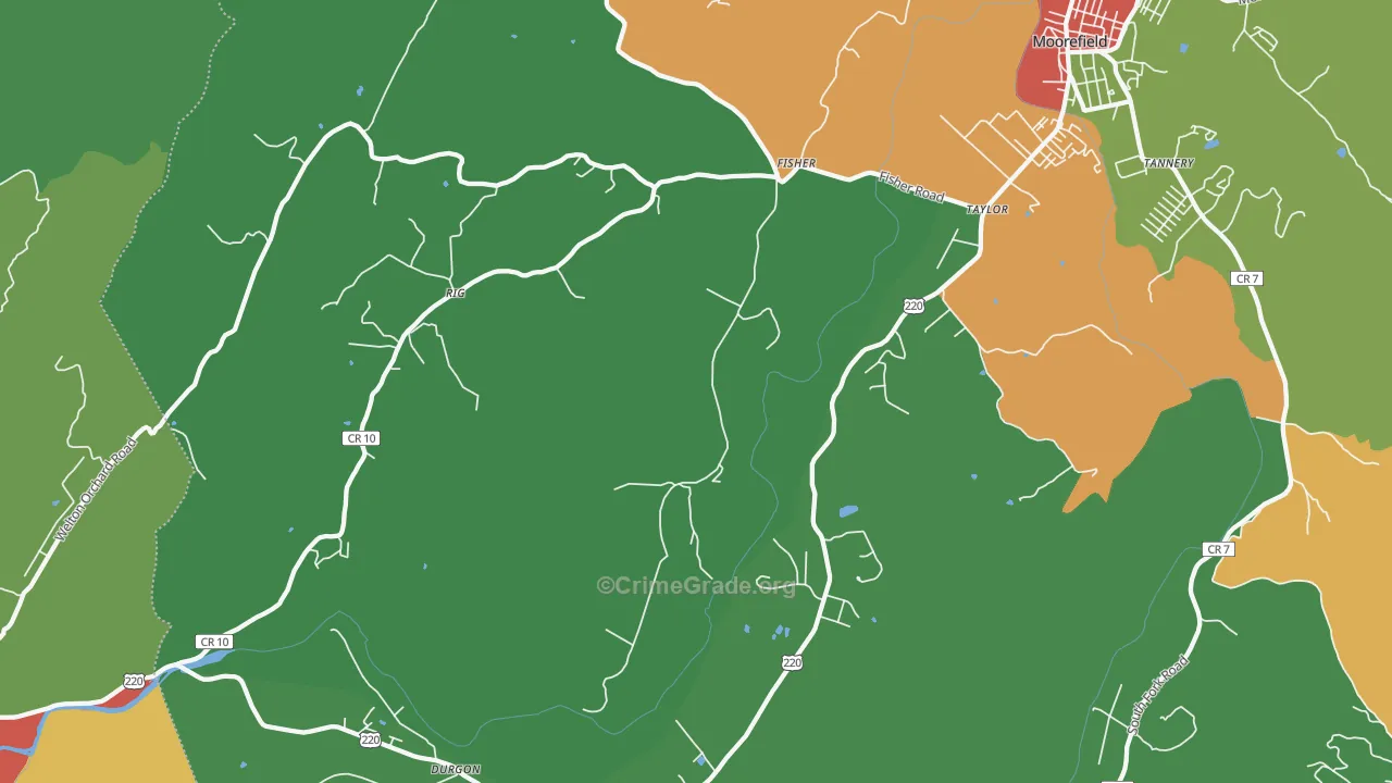 Fisher, WV Map of Theft Rates