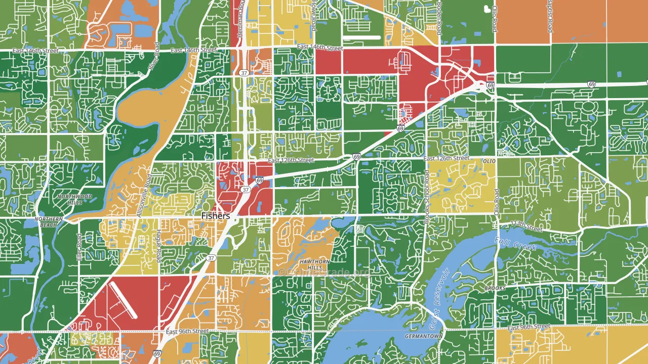 Fishers, IN Map of Theft Rates