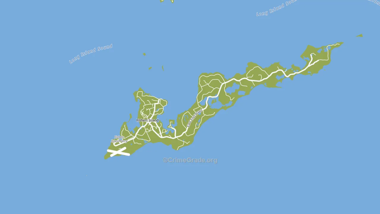 Fishers Island, NY Map of Theft Rates