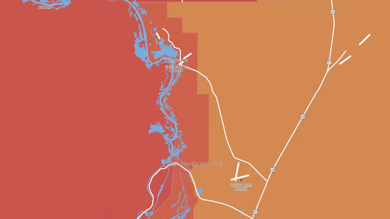 Fishers Landing, AZ Map of Theft Rates