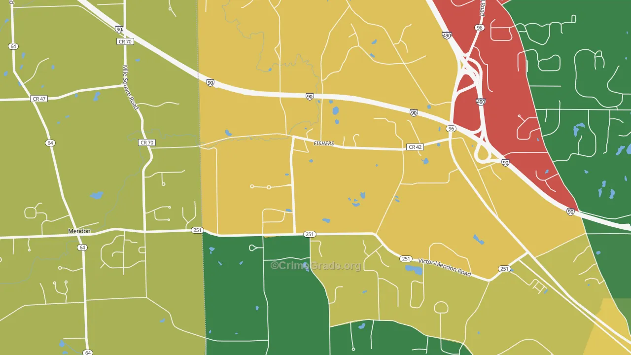 Fishers, NY Map of Theft Rates