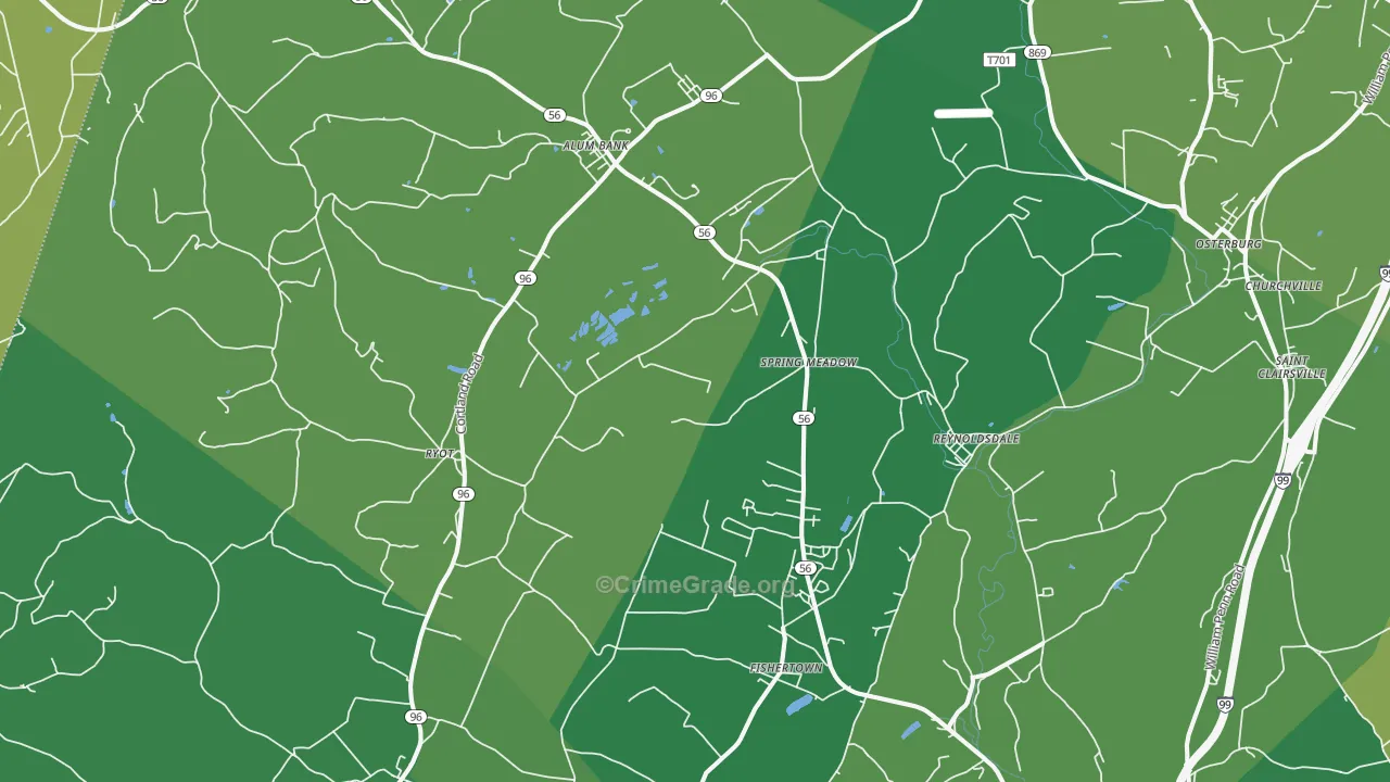 Fishertown, PA Map of Theft Rates