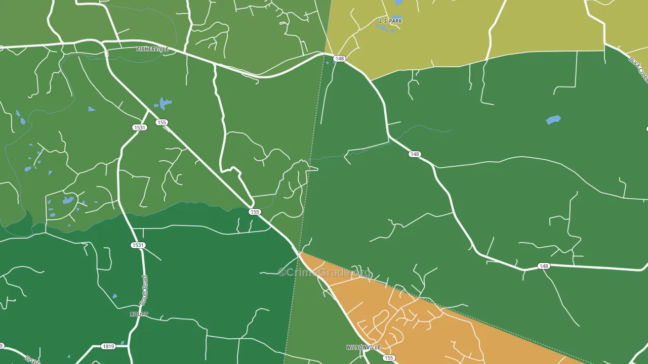 Fisherville, KY Map of Theft Rates
