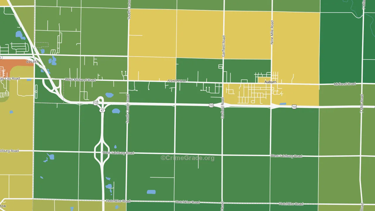 Fisherville, MI Map of Theft Rates