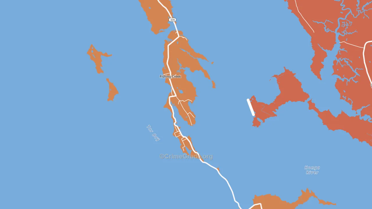 Fishing Creek, MD Map of Theft Rates