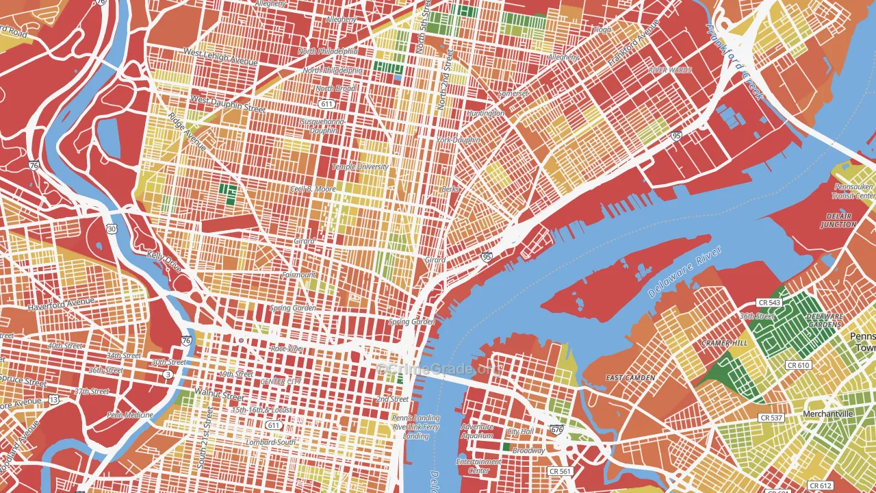 Fishtown, Philadelphia, PA Map of Theft Rates
