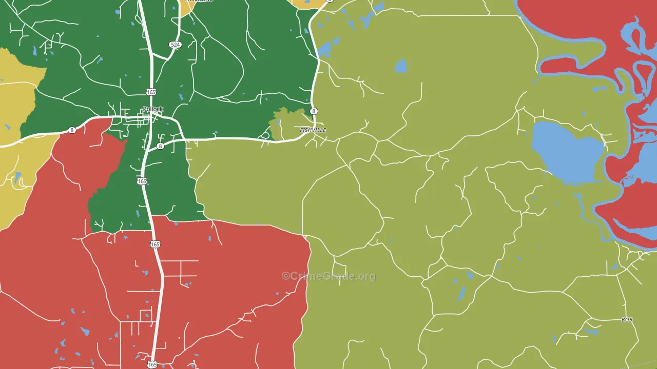 Fishville, LA Map of Theft Rates