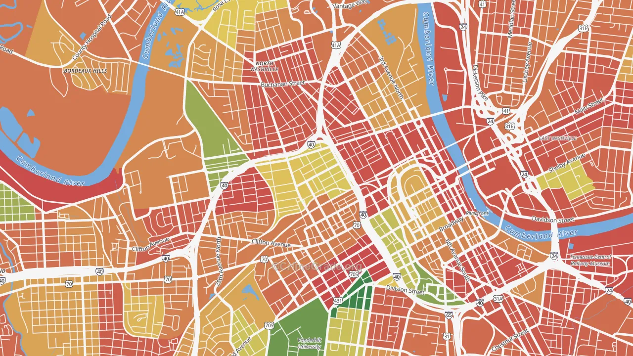 Fisk-Meharry, Nashville, TN Map of Theft Rates