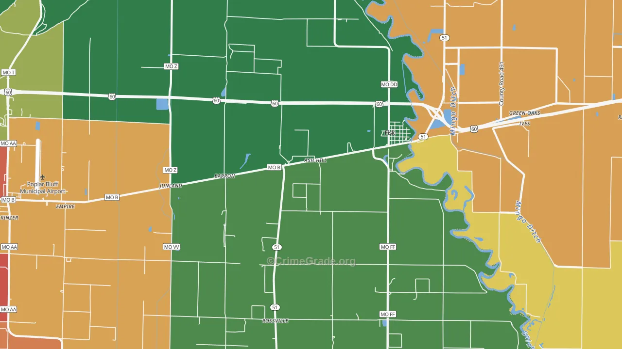 Fisk, MO Map of Theft Rates