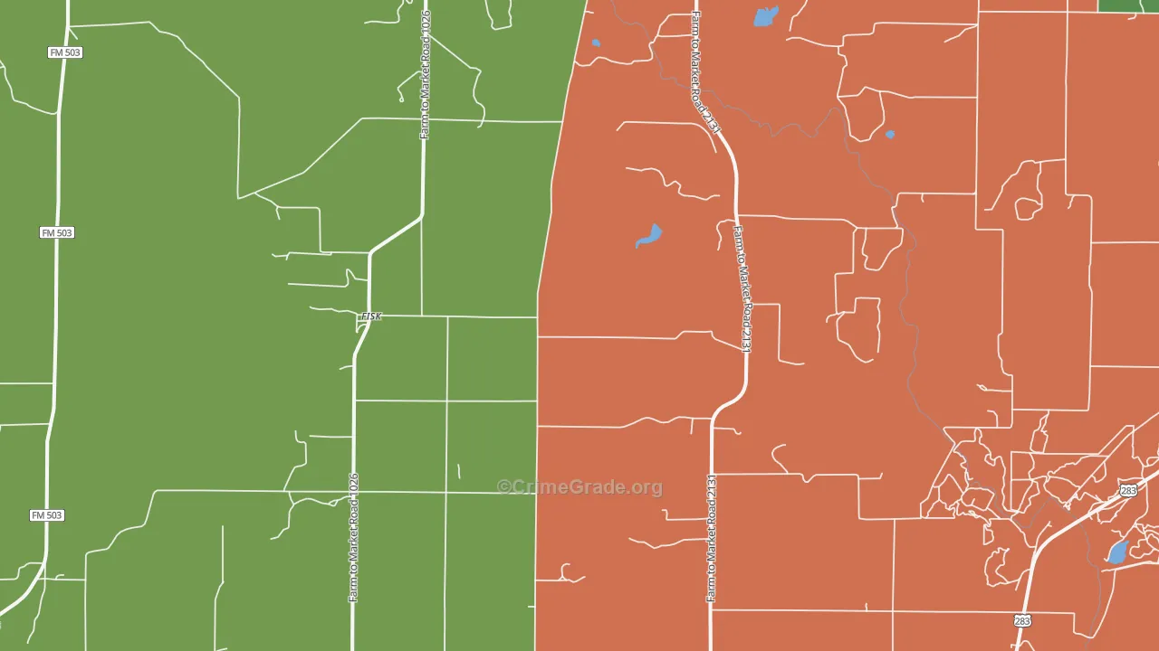 Fisk, TX Map of Theft Rates