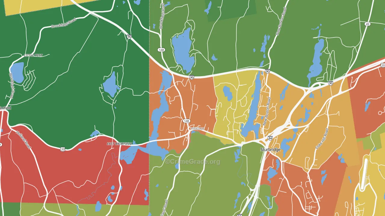 Fiskdale, MA Map of Theft Rates