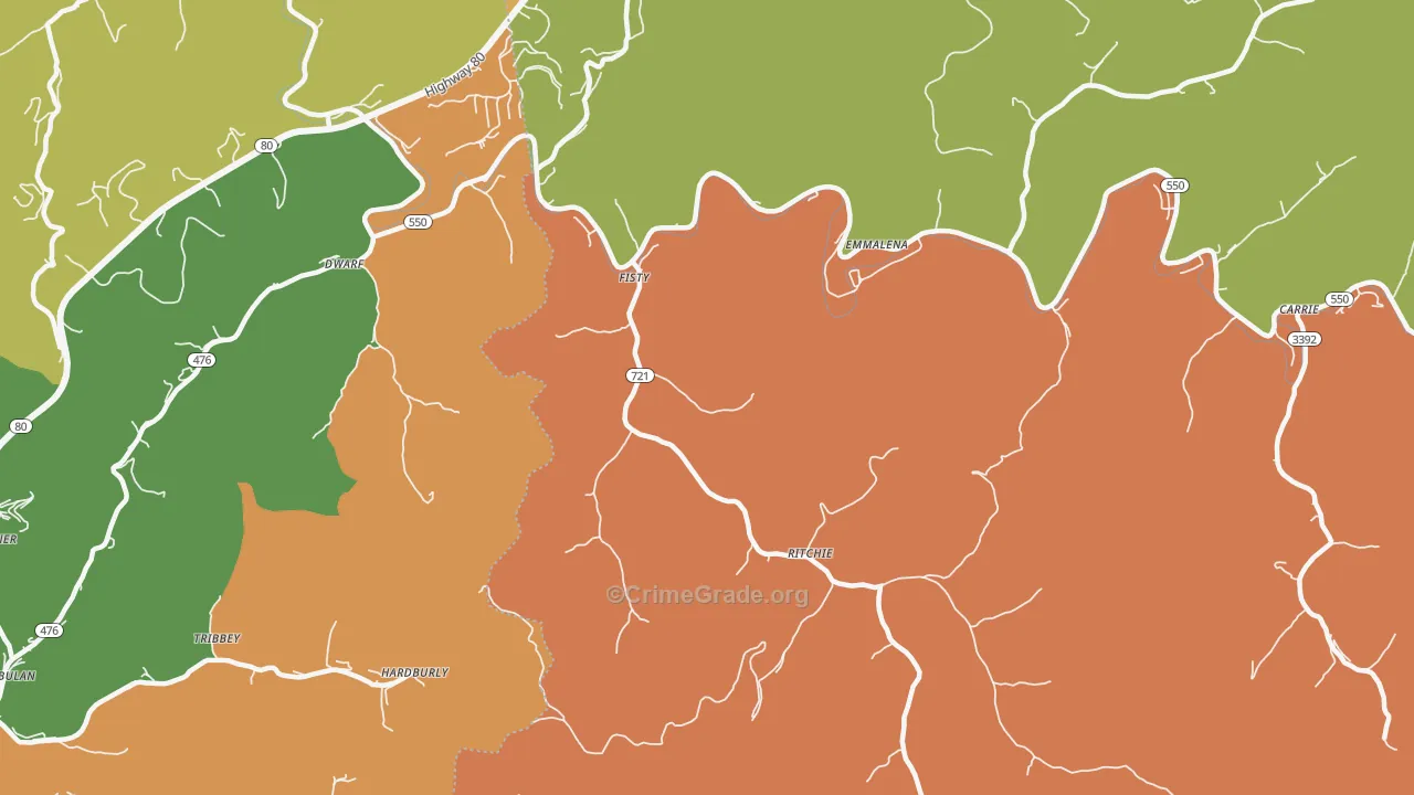 Fisty, KY Map of Theft Rates