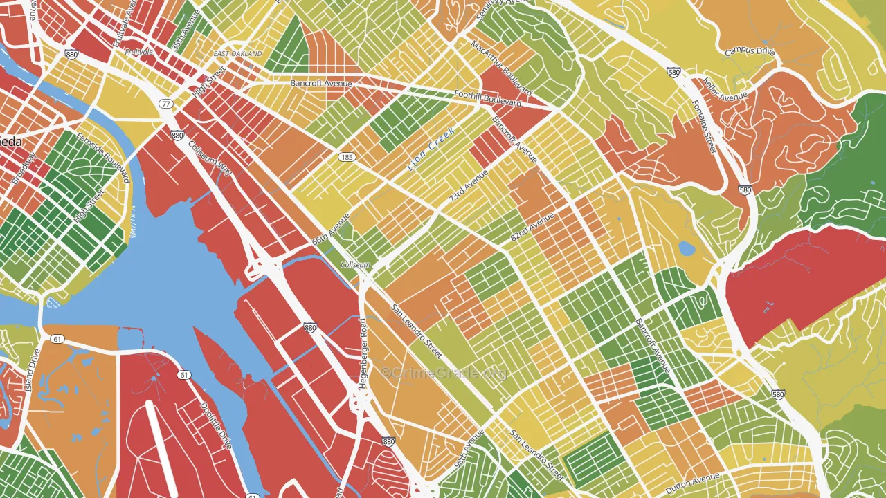 Fitchburg, Oakland, CA Map of Theft Rates