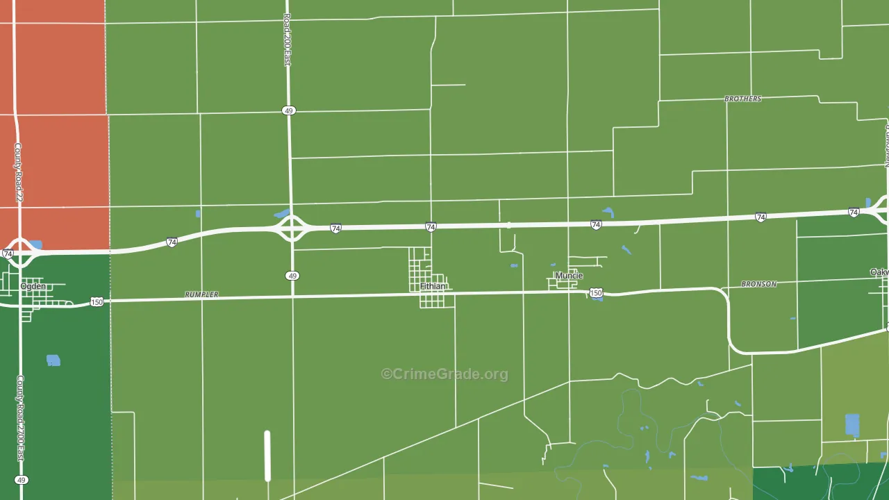 Fithian, IL Map of Theft Rates