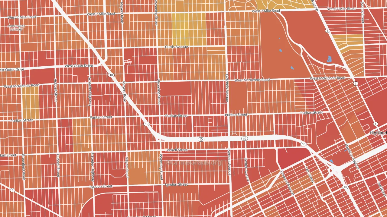 Fitzgerald, Detroit, MI Map of Theft Rates