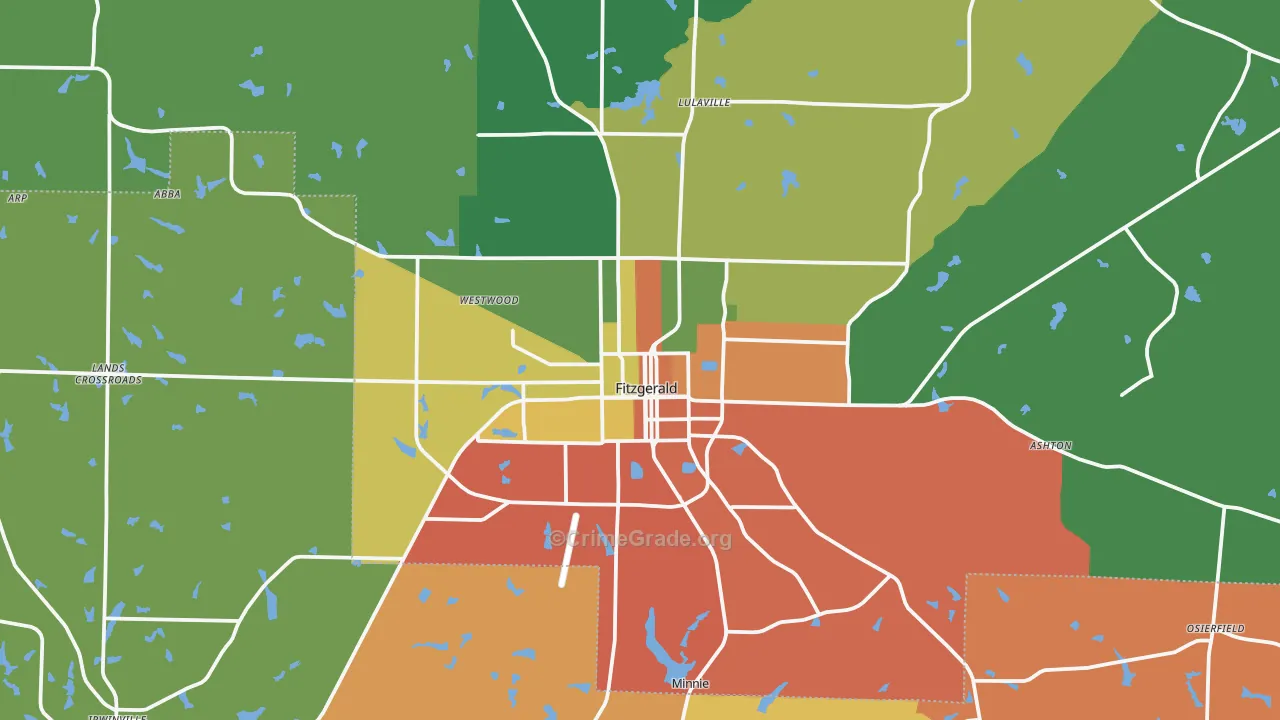 Fitzgerald, GA Map of Theft Rates
