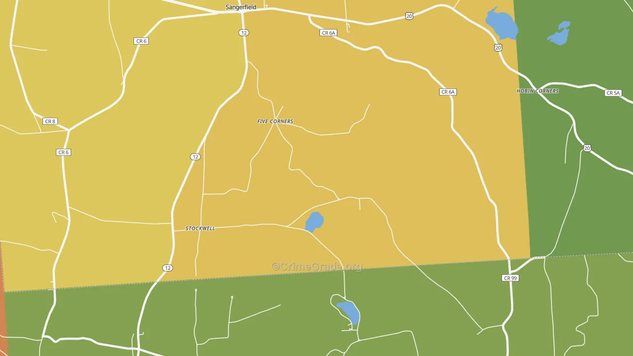 Five Corners, NY Map of Theft Rates